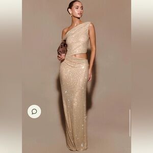Meshki Gold One Shoulder Dress